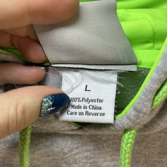 Ivory Ella womens Large pull over hooded sweatsirt gray Green Hoodie Elephant - Picture 3 of 7